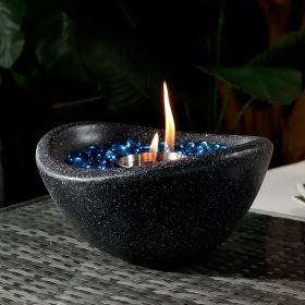 Tabletop Fire Pit Black, Outdoor & Indoor Fire Pit, Portable Concrete Fire Pit, Personal Ethanol Fireplace, Outdoor Table Top Fire Pit