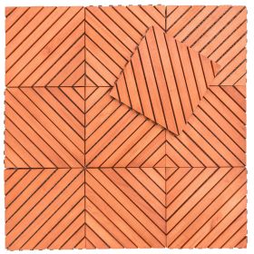 Outdoor Patio 12-Diagonal Slat Eucalyptus Interlocking Deck Tile (Set of 10 Tiles)