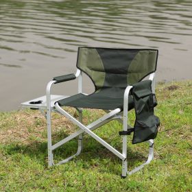 1-piece Padded Folding Outdoor Chair with Side Table and Storage Pockets,Lightweight Oversized Directors Chair for indoor, Outdoor Camping