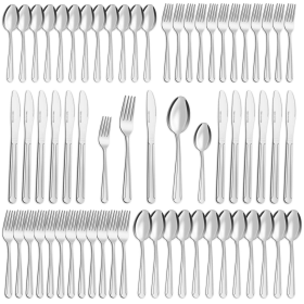 Bestdin Silverware Set for 12, 60 Pieces Stainless Steel Flatware Set, Include Fork Knife Spoon Set, Mirror Polished, Dishwasher Safe