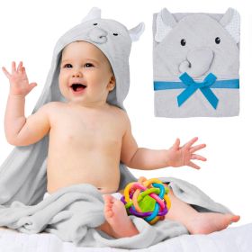 Hooded Baby Towels 33x33 Inches with Elephant Face Light Gray Baby Bath Towels Hooded with Ears 100% Woven Terry Cotton Hooded