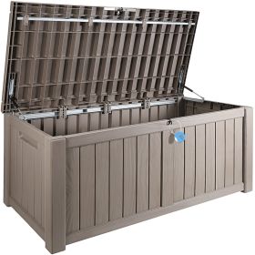 VEVOR Deck Box, 120 Gallon, 56.3" x 26.6" x 23.8" Outdoor Storage Box, Waterproof PP Deckbox with Aluminum Alloy Padlock, for Patio Furniture