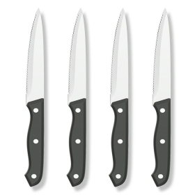GPED Steak Knives Set of 4, 4.5-inch Serrated Steak Knife Set, Ultra Sharp Stainless Steel Triple Rivet Collection Kitchen Steak Knife Set