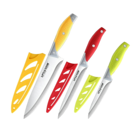Little Cook Chef Knife Set, 3PCS Kitchen Knife, Multicolor Stainless Steel Sharp Chef Knife Set, 8 Inch Chef's Knife, 5 Inch Utility Knife
