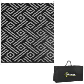 Outsunny Reversible Outdoor Rug, 8' x 10' Waterproof Plastic Straw Floor Mat, Portable RV Camping Carpet with Carry Bag, Large Floor Mat for Backyard (Color: as Pic)