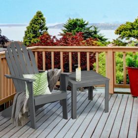 Wooden Outdoor Lounge Chair with Ergonomic Design for Yard and Garden (Color: Gray)
